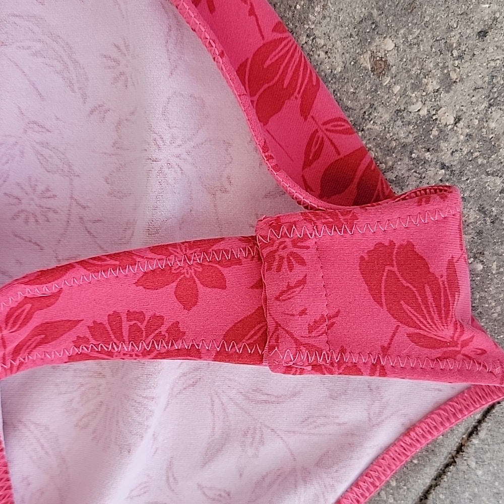 Free People Pink Floral Thong Bodysuit Sz S Ruched on Both Sides - Picture 8 of 11